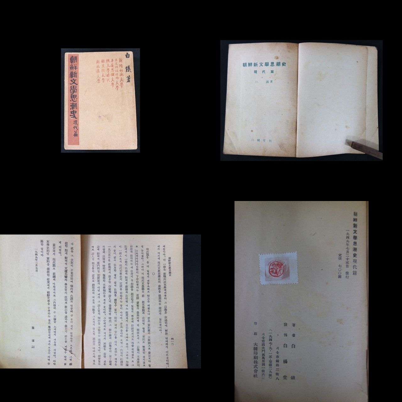 白鐵의 朝鮮新文學思潮史, 現代篇(백철의 조선신문학사조사, 현대편)-평북 의주 출생, 친일반민족행위자.